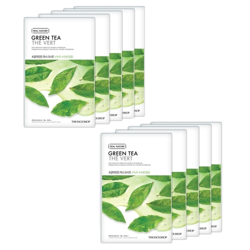 Bộ 10 Mặt nạ trà xanh thanh lọc da The Face SHop Green Tea (20g x 10)