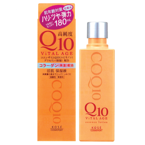 Nước hoa hồng dưỡng ẩm chống nhăn KOSE Q10 Vital Age Essence Lotion 180ml - Nhật Bản