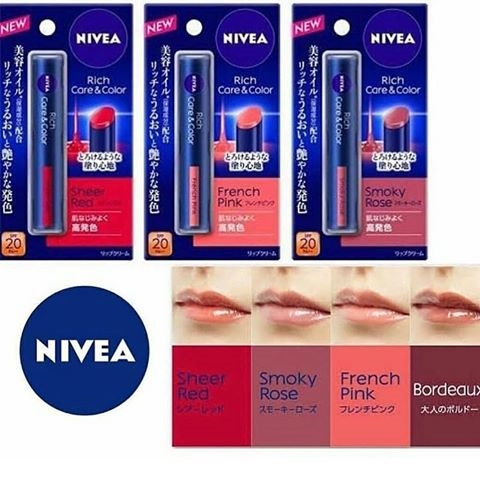 Son dưỡng môi có màu Nivea Nhật Bản Rich Care And Color SPF20 PA++ - Nhật Bản