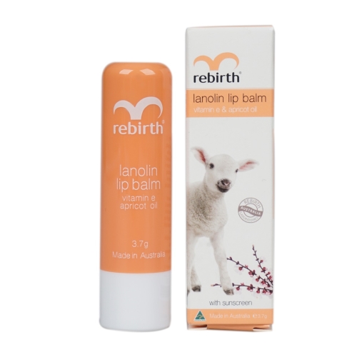 Son dưỡng môi cừu Rebirth Lanolin Lip Balm 4g - Úc (Hương đào)